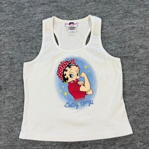 Betty Boop Rosie the Riveter Tank Top White Racerback Sleepwear Large 2003
